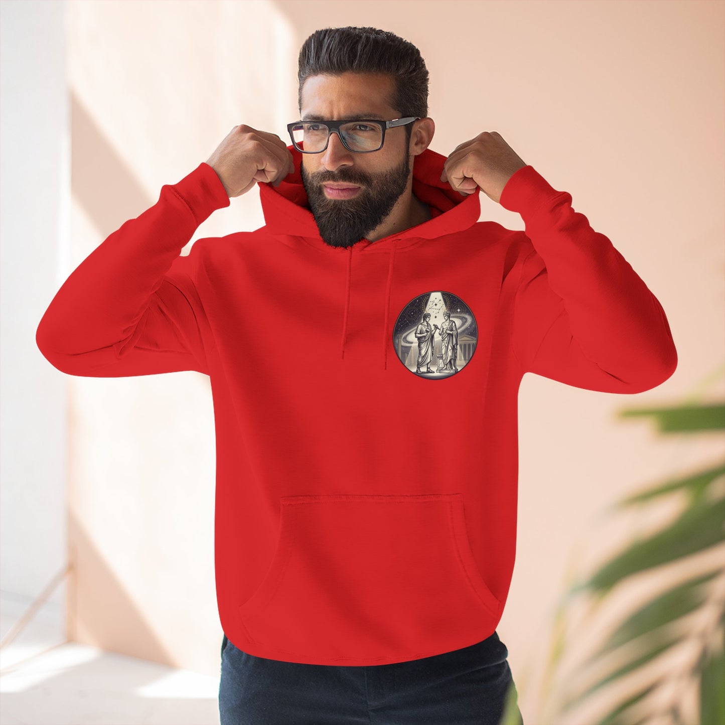 Vintage Celestial Moon Hoodie – Classical Figures Graphic Pullover, Mythology Inspired Unisex Sweatshirt, Retro Spiritual Art Hoodie
