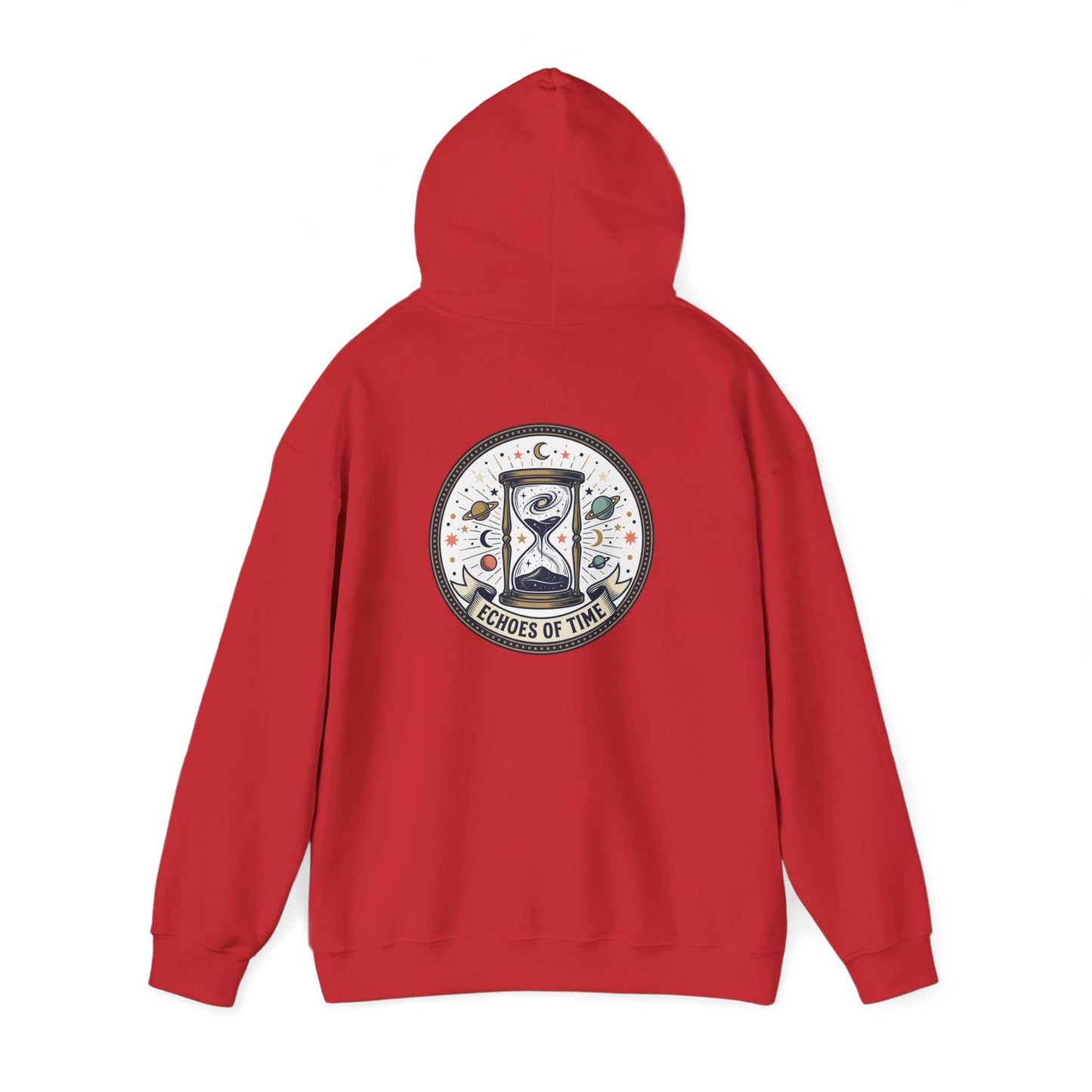 Hourglass Echoes Hoodie – “Echoes of Time” Vintage Celestial Graphic Sweatshirt | Minimal Cosmic Streetwear