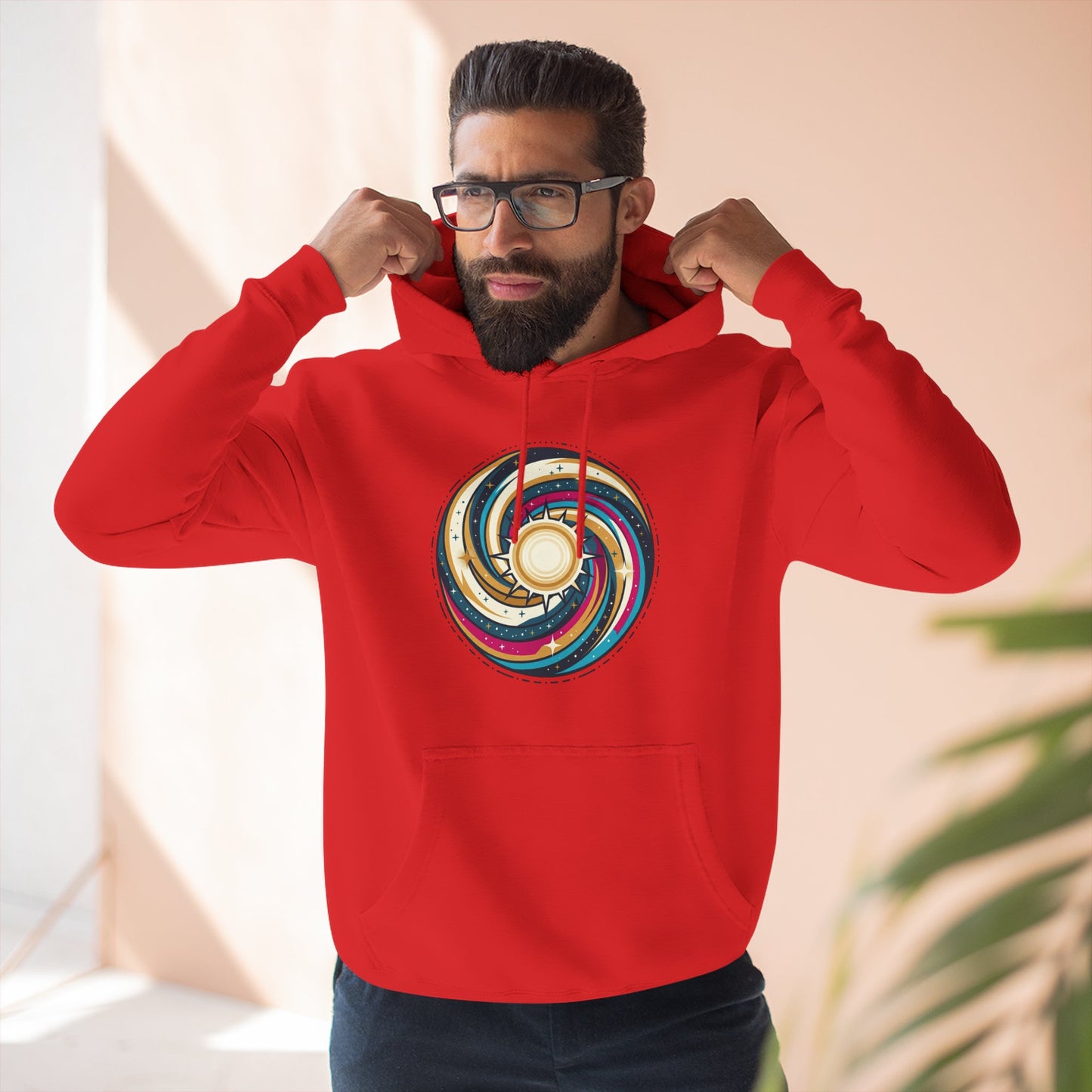 Swirl Sun Hoodie – Cosmic Spiral Sun Graphic Hoodie | Psychedelic Space Aesthetic, Celestial Streetwear, Unisex Hoodie
