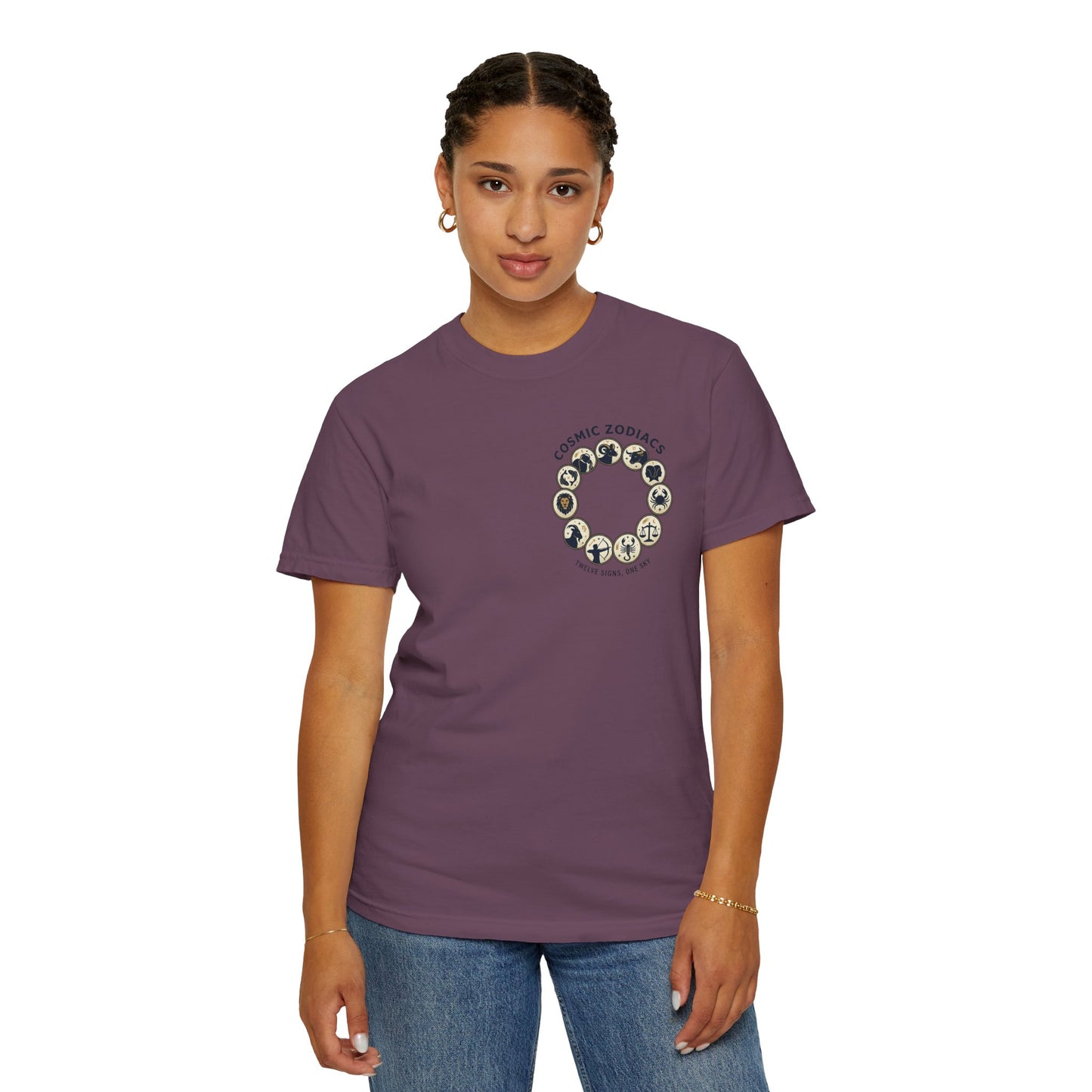 Zodiac Circle T-Shirt – Cosmic Zodiac Astrology Graphic Tee | Celestial Star Sign Shirt, Unisex Tee