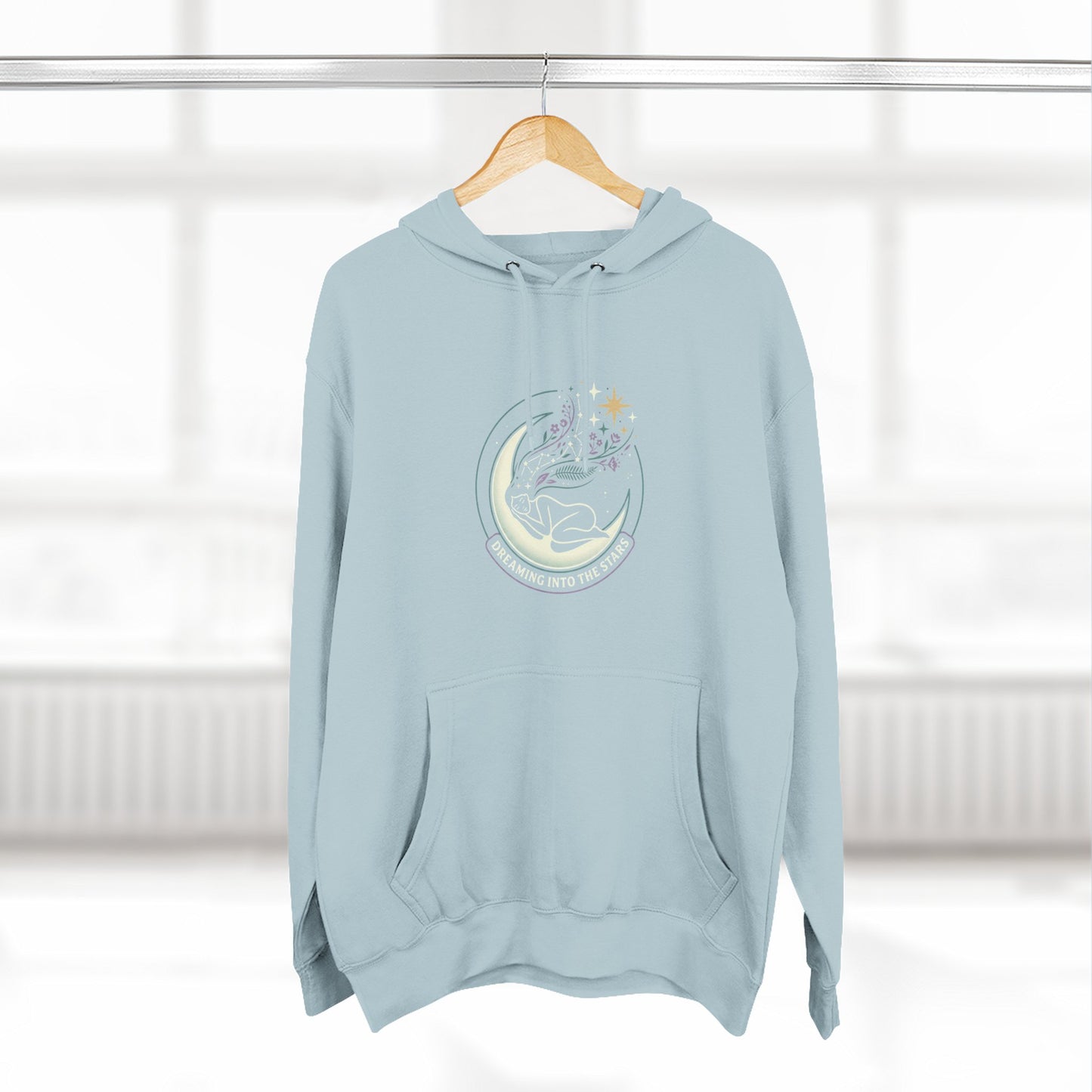 Moonlight Floral Hoodie – Celestial Moon & Botanical Graphic Hoodie | Spiritual Nature Aesthetic, Cosmic Hoodie, Unisex Hoodie