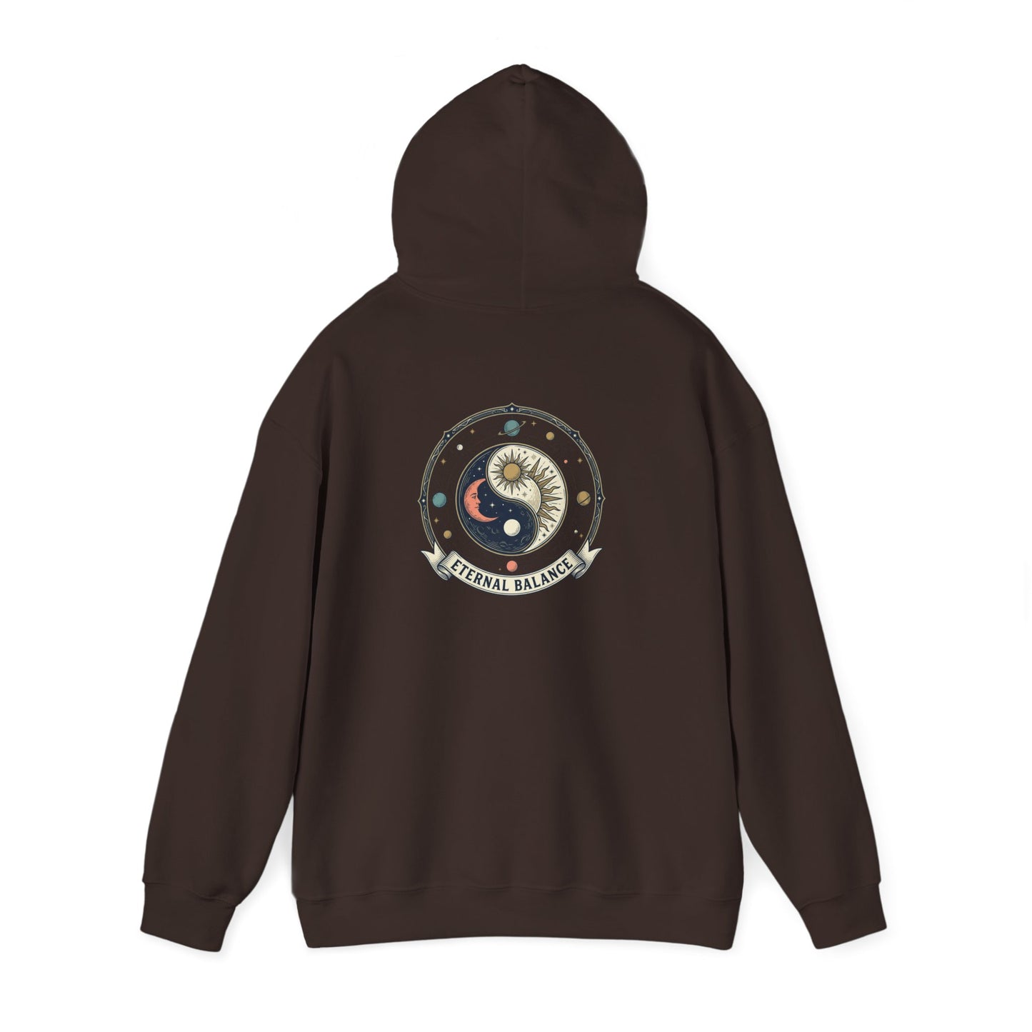 Yin Yang Eternal Balance Hoodie – Sun & Moon Spiritual Graphic Sweatshirt | Minimal Zen Streetwear