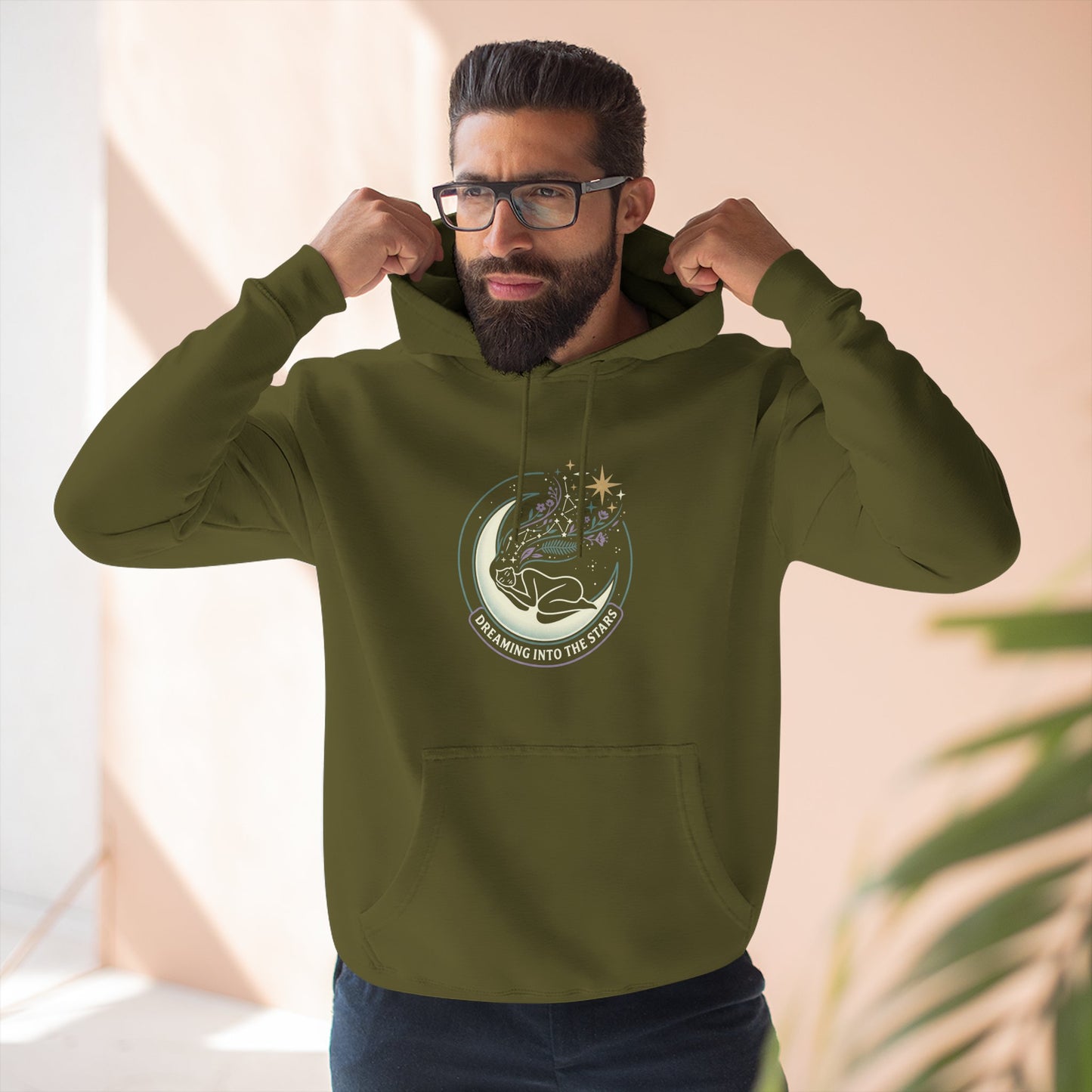 Moonlight Floral Hoodie – Celestial Moon & Botanical Graphic Hoodie | Spiritual Nature Aesthetic, Cosmic Hoodie, Unisex Hoodie
