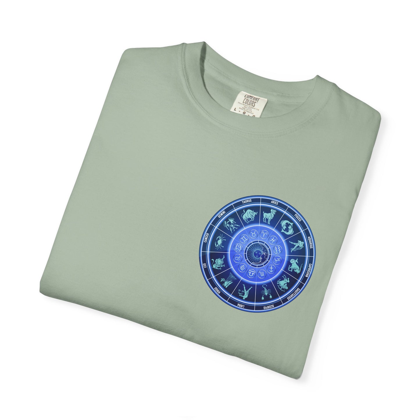 Zodiac Wheel T-Shirt – Blue Astrology Sign Graphic Tee | Celestial Mandala Star Sign Shirt