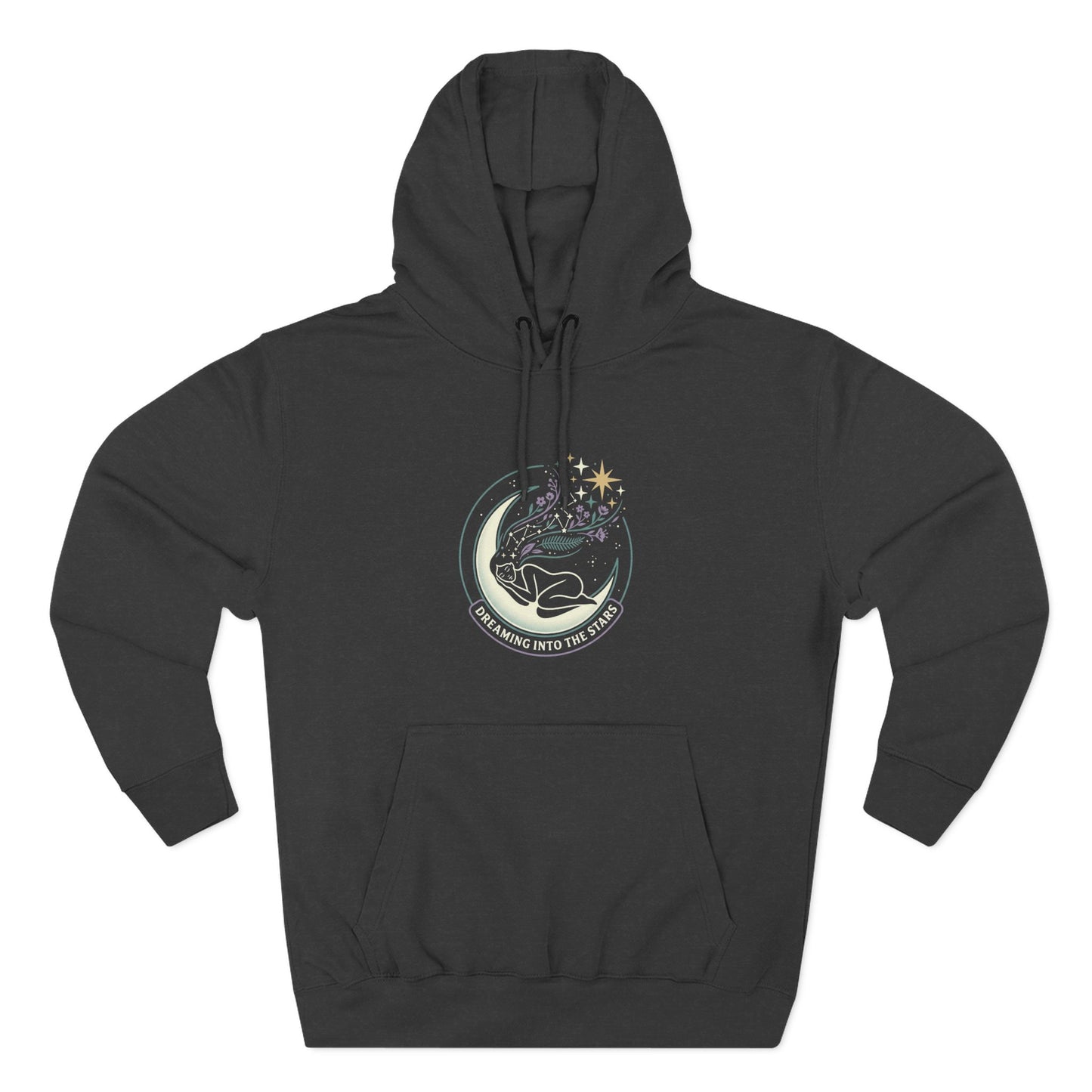 Moonlight Floral Hoodie – Celestial Moon & Botanical Graphic Hoodie | Spiritual Nature Aesthetic, Cosmic Hoodie, Unisex Hoodie