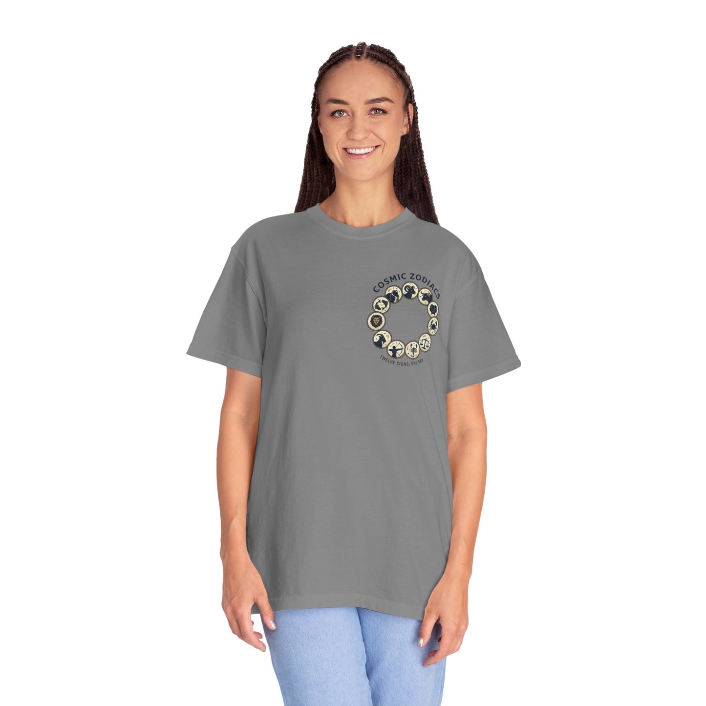 Zodiac Circle T-Shirt – Cosmic Zodiac Astrology Graphic Tee | Celestial Star Sign Shirt, Unisex Tee