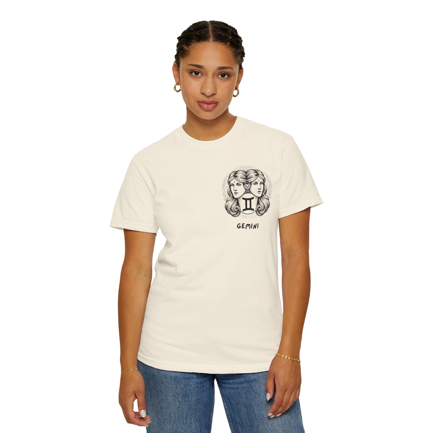 Gemini Zodiac T-Shirt – Twin Faces Astrology Tee | Minimal Celestial Graphic Shirt