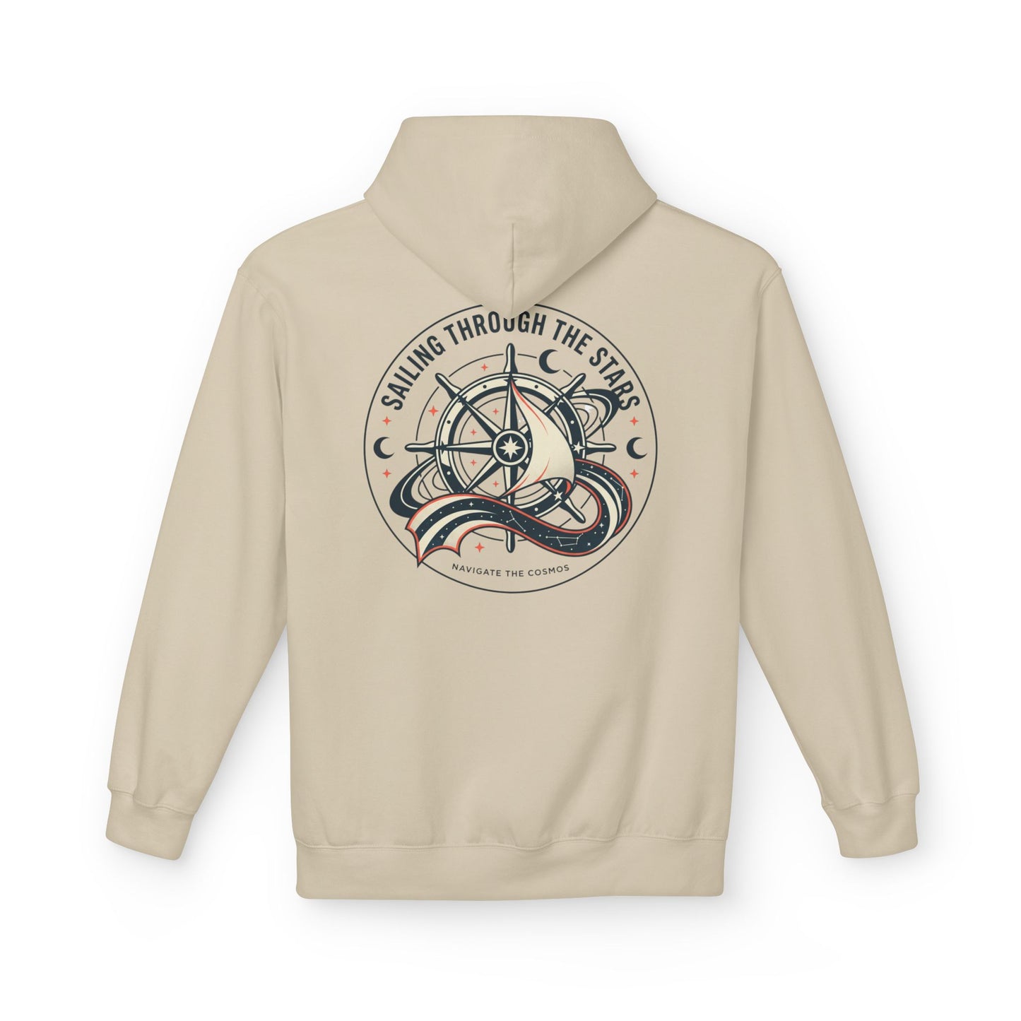 Celestial Nautical Hoodie – Spiritual Ocean Compass & Swirl Design | Astrology, Cosmic Streetwear, Unisex Hoodie