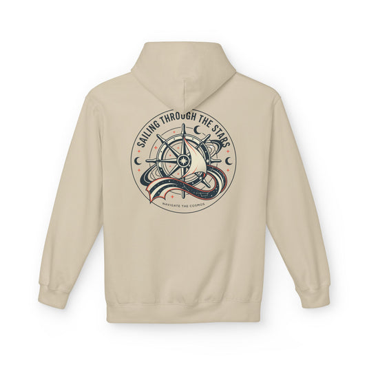 Celestial Nautical Hoodie – Spiritual Ocean Compass & Swirl Design | Astrology, Cosmic Streetwear, Unisex Hoodie