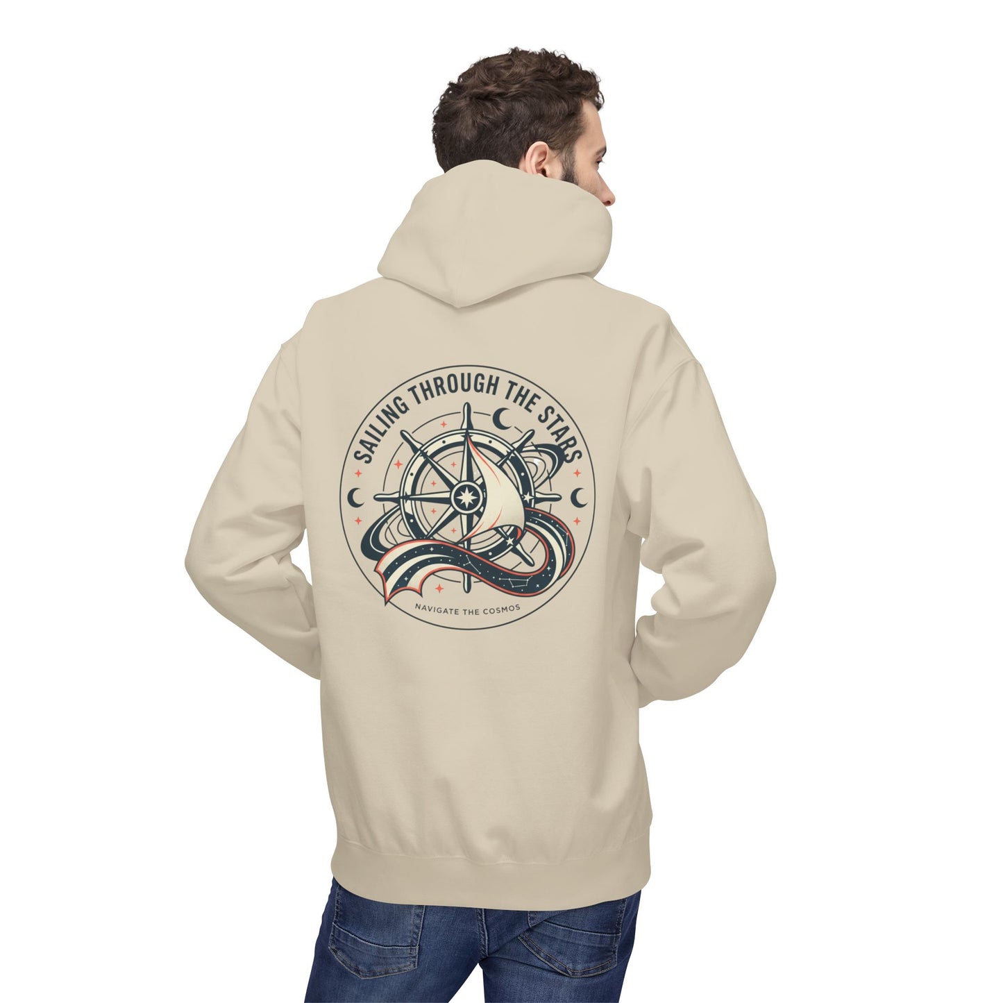 Celestial Nautical Hoodie – Spiritual Ocean Compass & Swirl Design | Astrology, Cosmic Streetwear, Unisex Hoodie