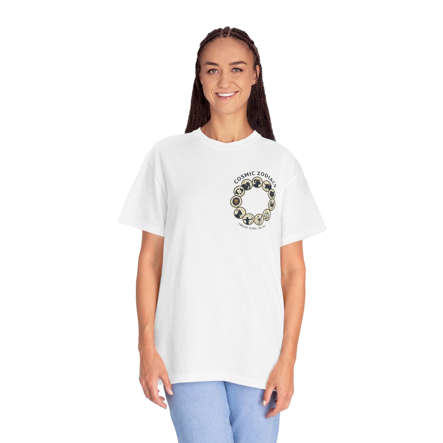 Zodiac Circle T-Shirt – Cosmic Zodiac Astrology Graphic Tee | Celestial Star Sign Shirt, Unisex Tee