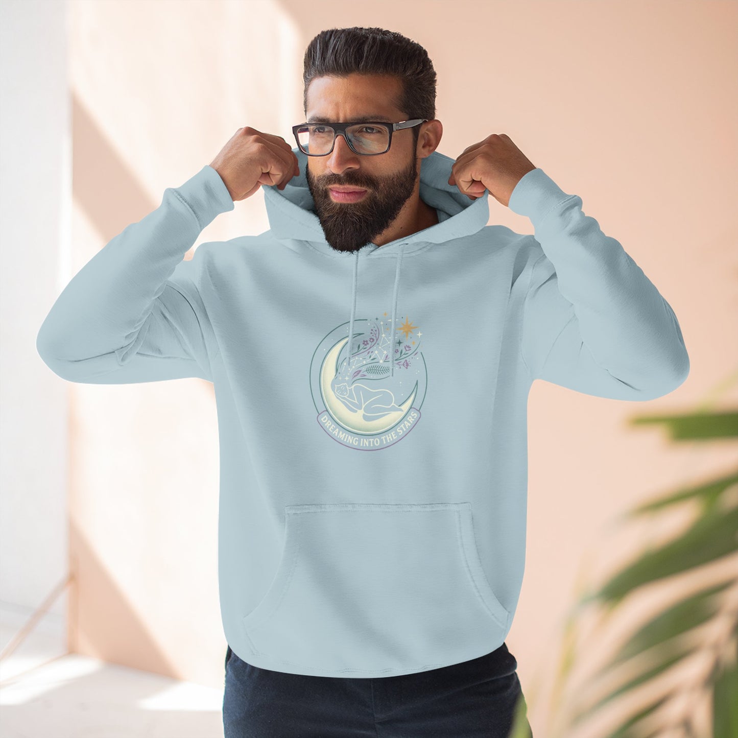 Moonlight Floral Hoodie – Celestial Moon & Botanical Graphic Hoodie | Spiritual Nature Aesthetic, Cosmic Hoodie, Unisex Hoodie