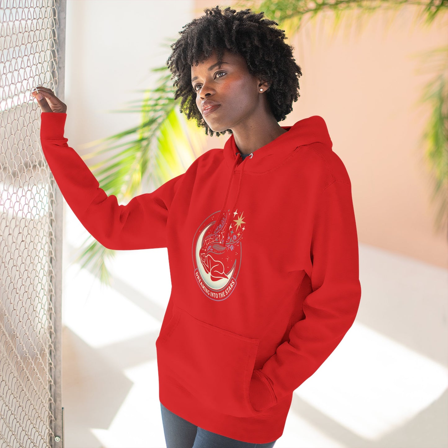 Moonlight Floral Hoodie – Celestial Moon & Botanical Graphic Hoodie | Spiritual Nature Aesthetic, Cosmic Hoodie, Unisex Hoodie