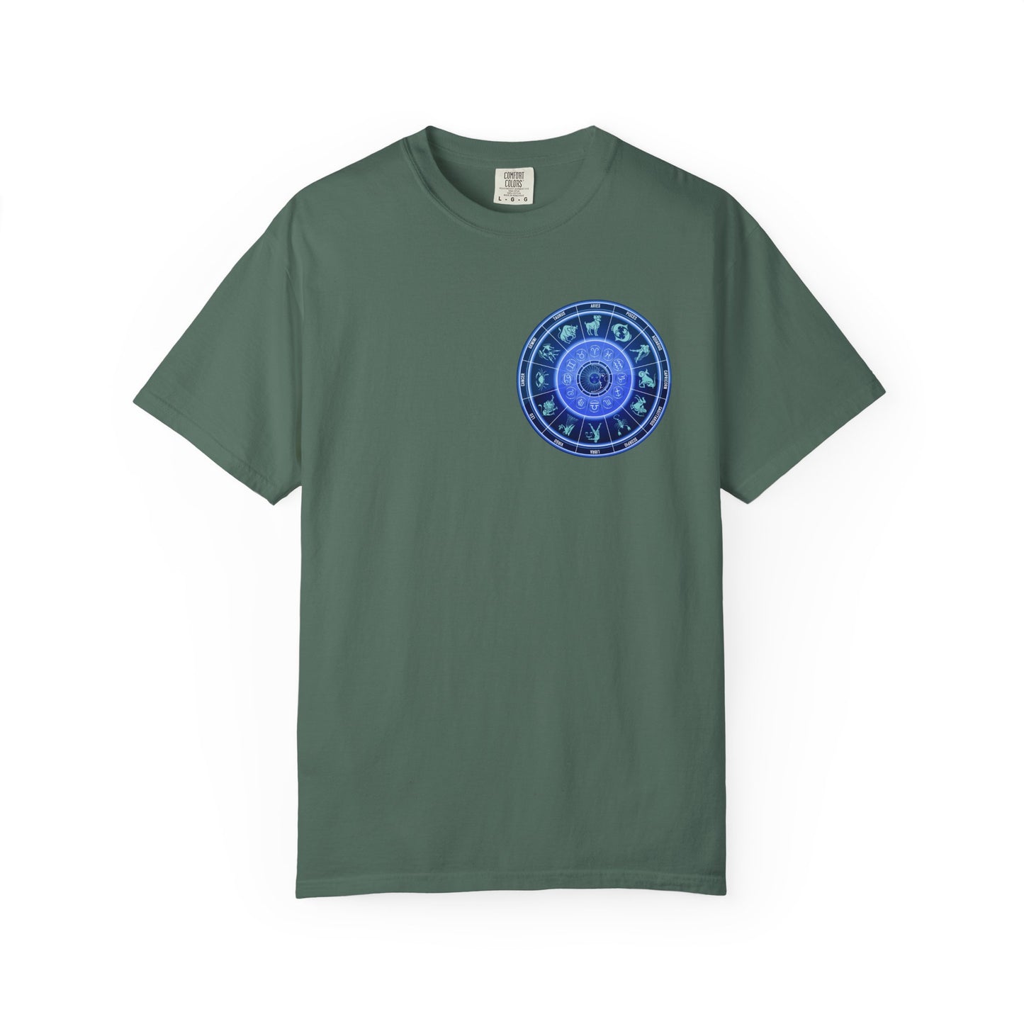 Zodiac Wheel T-Shirt – Blue Astrology Sign Graphic Tee | Celestial Mandala Star Sign Shirt