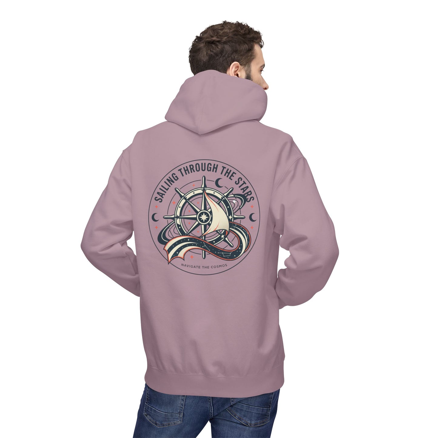 Celestial Nautical Hoodie – Spiritual Ocean Compass & Swirl Design | Astrology, Cosmic Streetwear, Unisex Hoodie