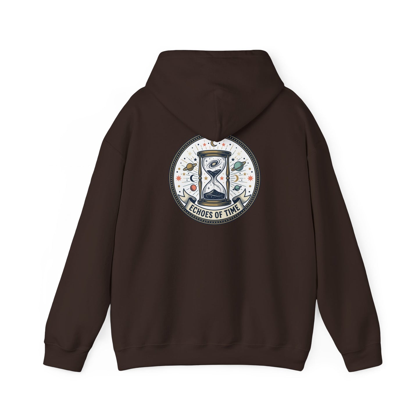 Hourglass Echoes Hoodie – “Echoes of Time” Vintage Celestial Graphic Sweatshirt | Minimal Cosmic Streetwear