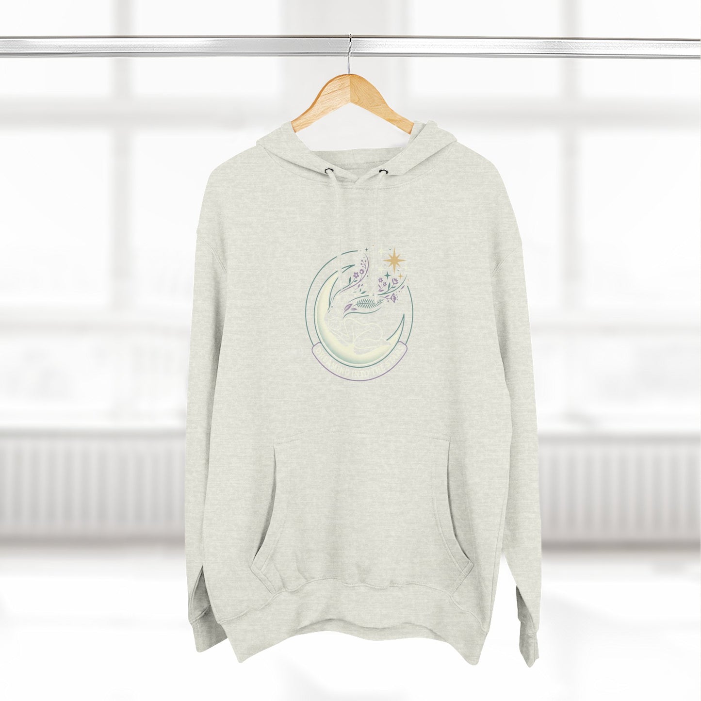 Moonlight Floral Hoodie – Celestial Moon & Botanical Graphic Hoodie | Spiritual Nature Aesthetic, Cosmic Hoodie, Unisex Hoodie