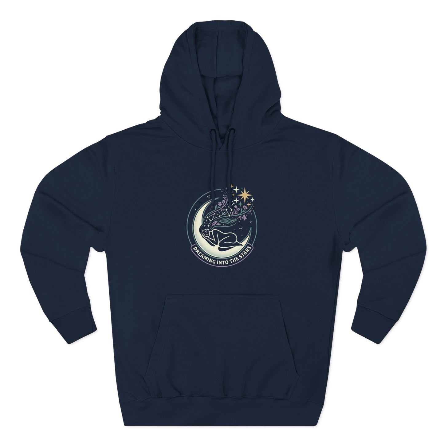 Moonlight Floral Hoodie – Celestial Moon & Botanical Graphic Hoodie | Spiritual Nature Aesthetic, Cosmic Hoodie, Unisex Hoodie