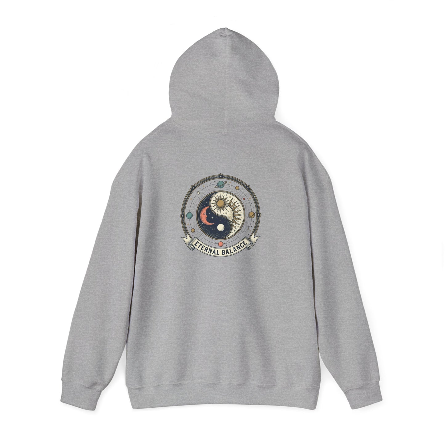Yin Yang Eternal Balance Hoodie – Sun & Moon Spiritual Graphic Sweatshirt | Minimal Zen Streetwear