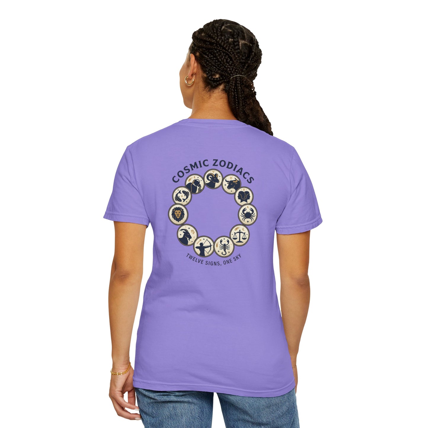 Zodiac Circle T-Shirt – Cosmic Zodiac Astrology Graphic Tee | Celestial Star Sign Shirt, Unisex Tee