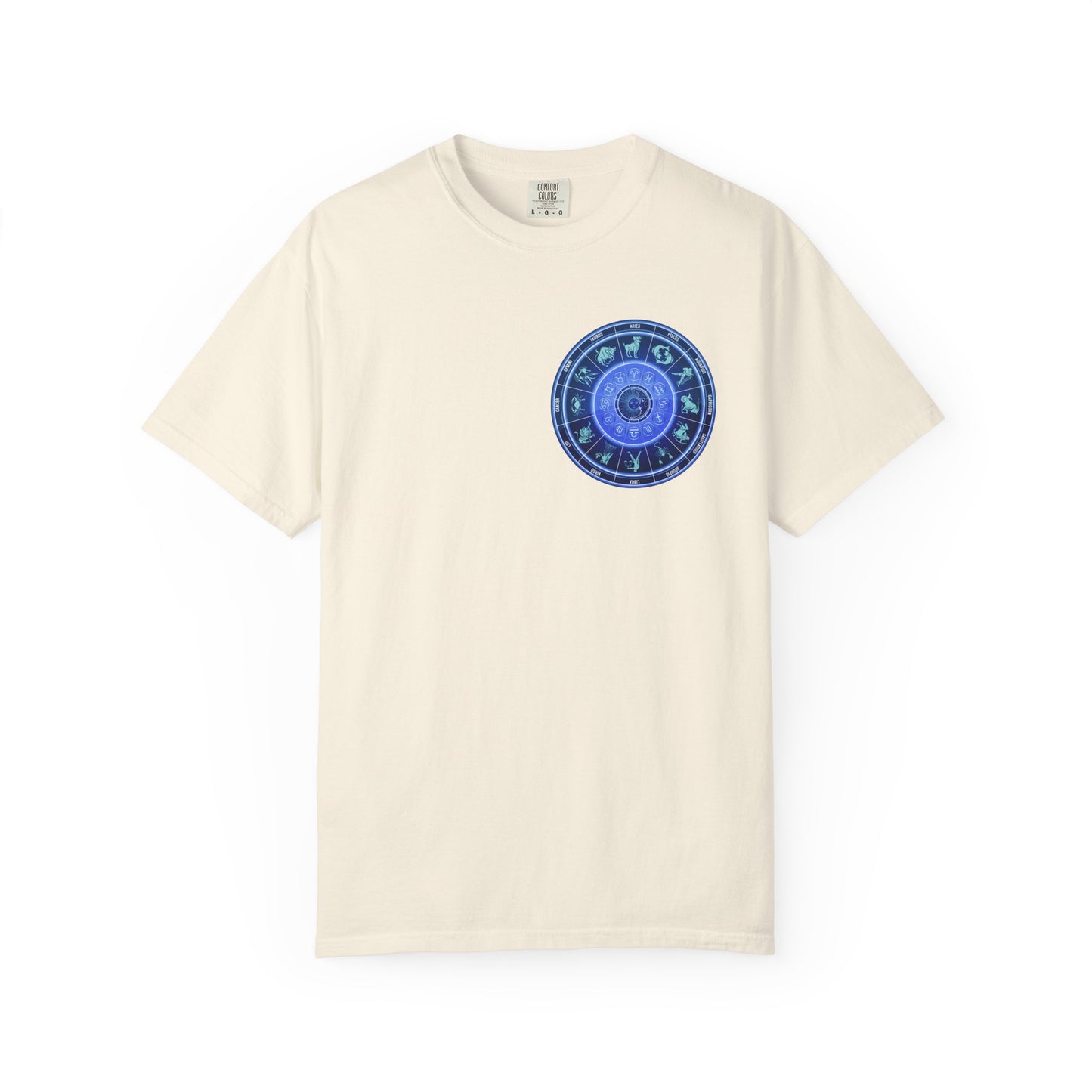 Zodiac Wheel T-Shirt – Blue Astrology Sign Graphic Tee | Celestial Mandala Star Sign Shirt