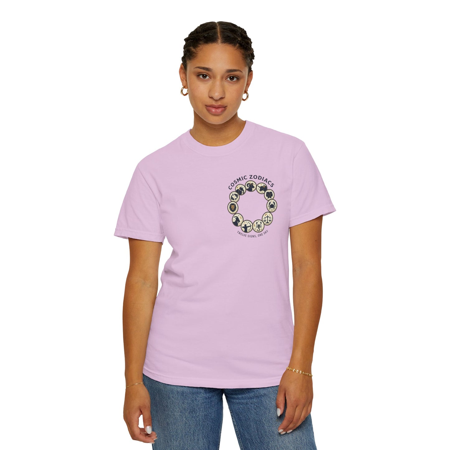 Zodiac Circle T-Shirt – Cosmic Zodiac Astrology Graphic Tee | Celestial Star Sign Shirt, Unisex Tee