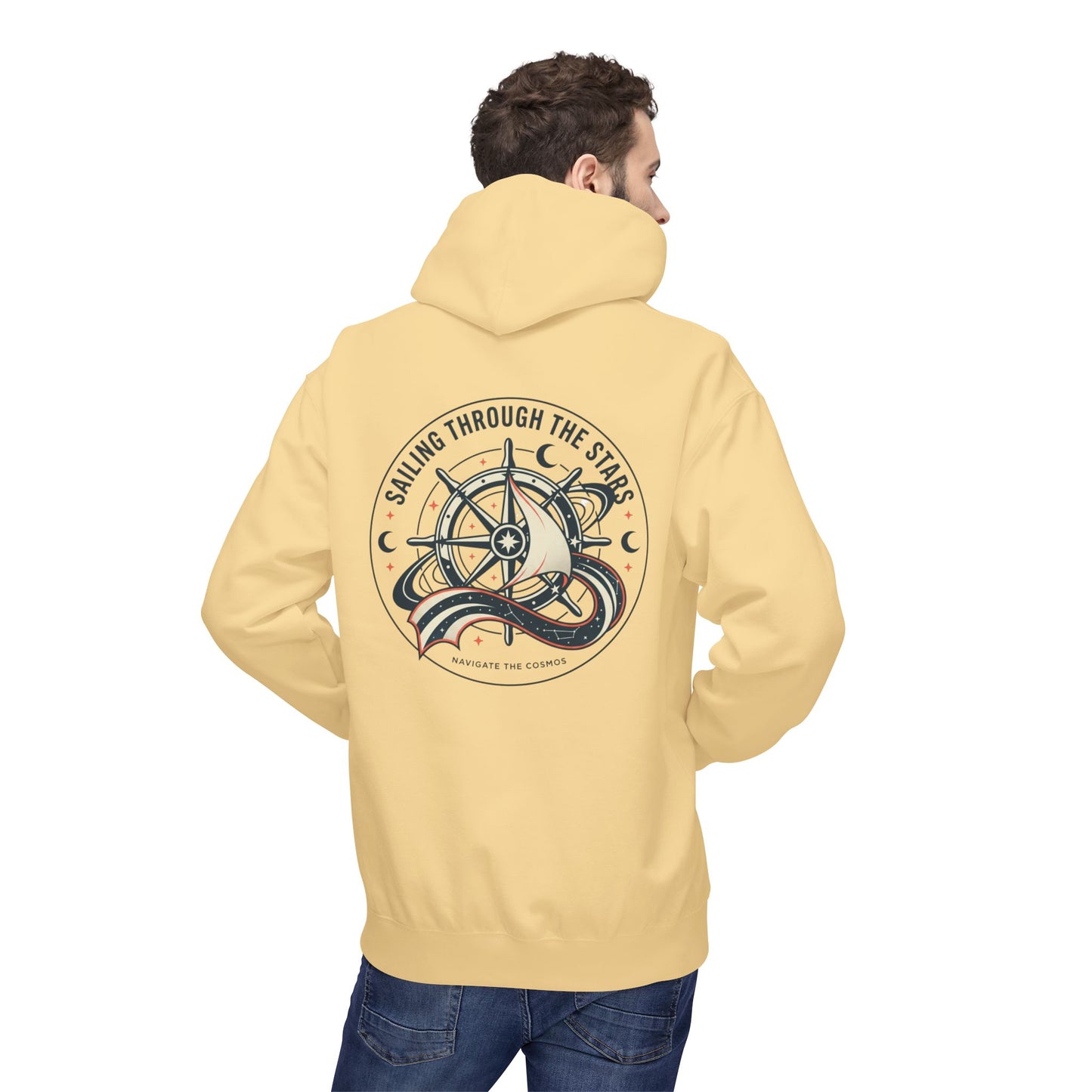 Celestial Nautical Hoodie – Spiritual Ocean Compass & Swirl Design | Astrology, Cosmic Streetwear, Unisex Hoodie