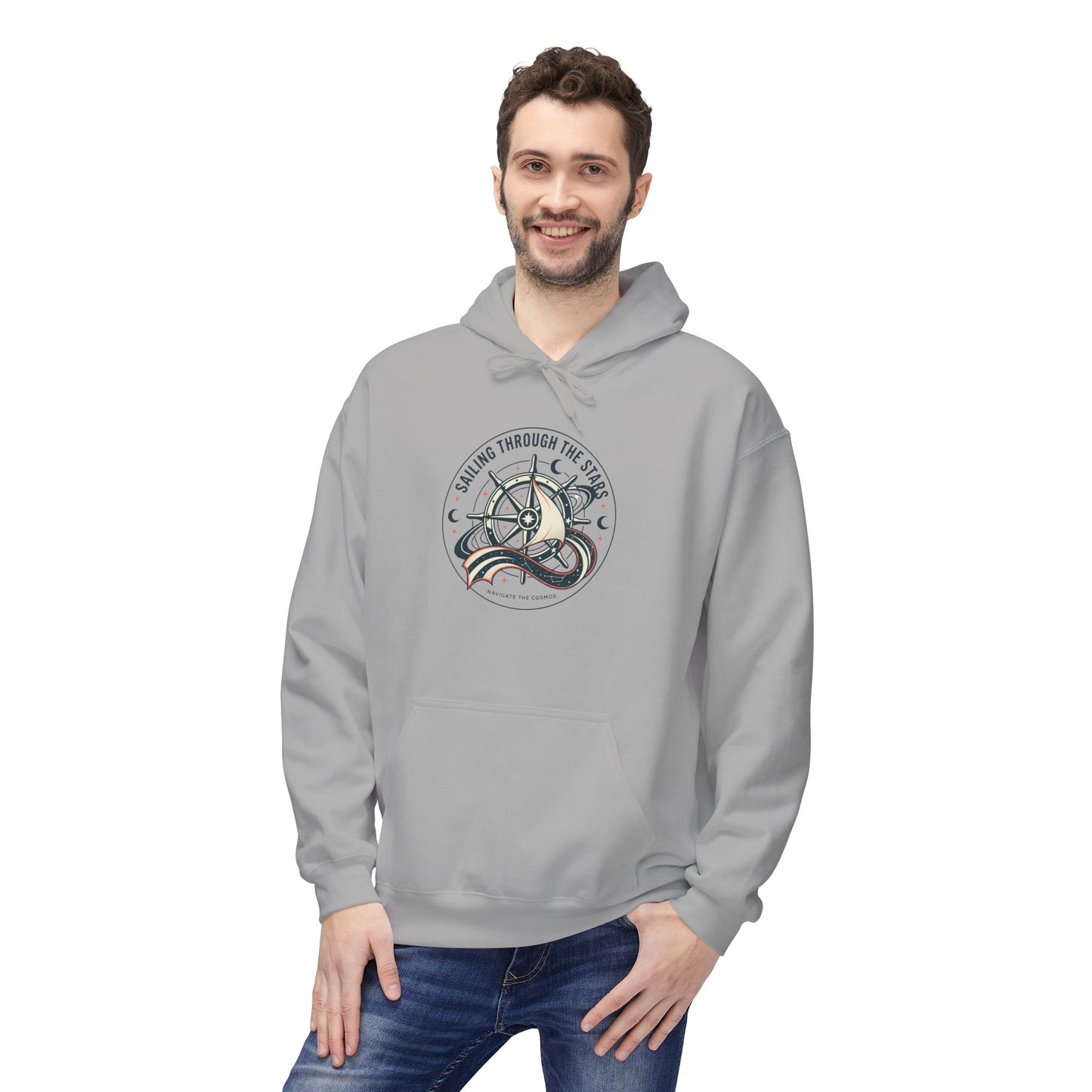 Celestial Nautical Hoodie – Spiritual Ocean Compass & Swirl Design | Astrology, Cosmic Streetwear, Unisex Hoodie