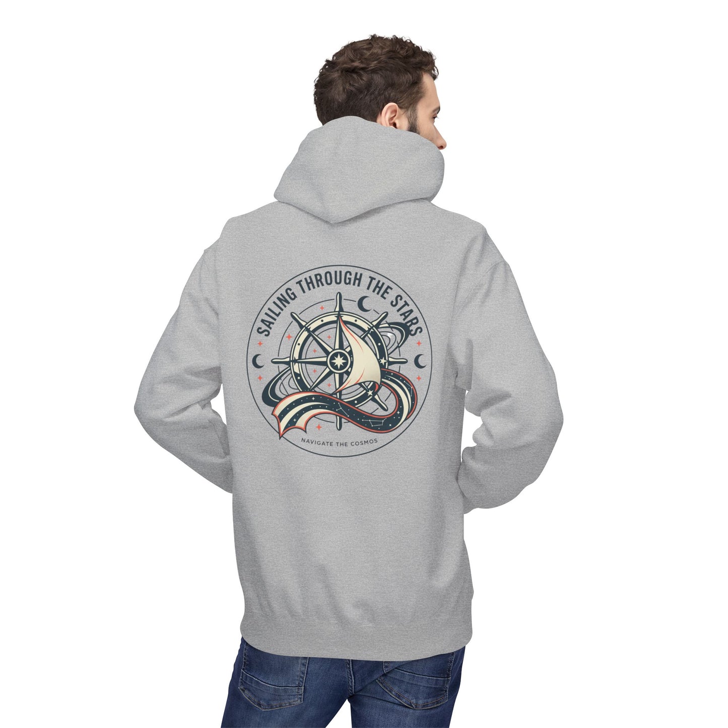 Celestial Nautical Hoodie – Spiritual Ocean Compass & Swirl Design | Astrology, Cosmic Streetwear, Unisex Hoodie