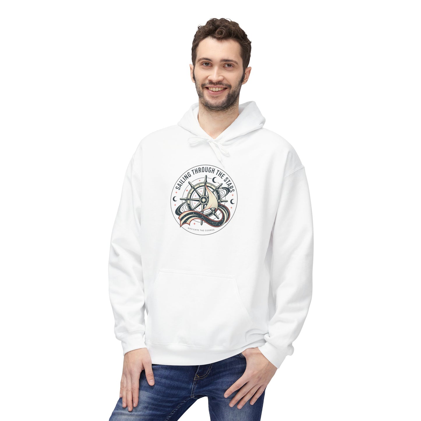 Celestial Nautical Hoodie – Spiritual Ocean Compass & Swirl Design | Astrology, Cosmic Streetwear, Unisex Hoodie