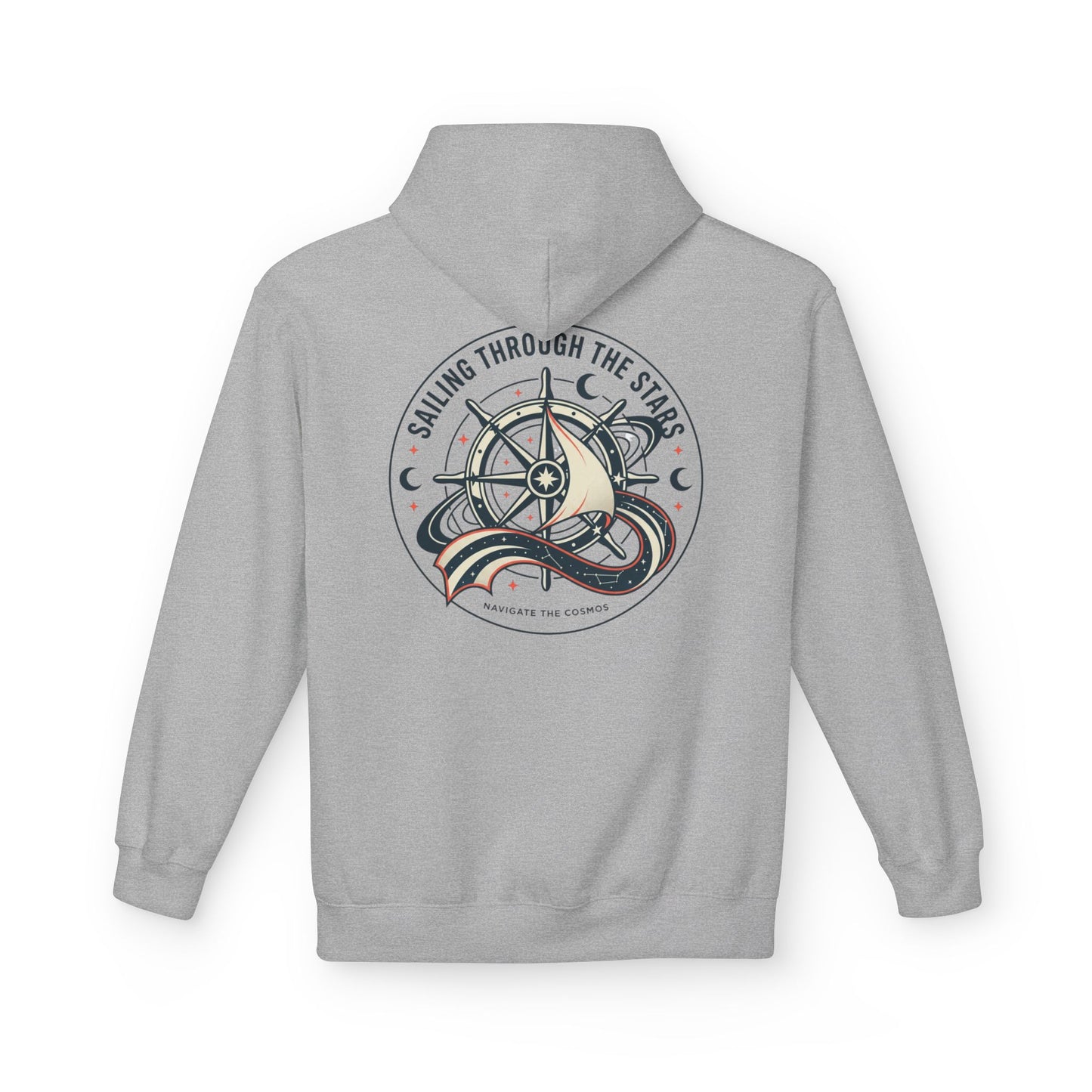 Celestial Nautical Hoodie – Spiritual Ocean Compass & Swirl Design | Astrology, Cosmic Streetwear, Unisex Hoodie