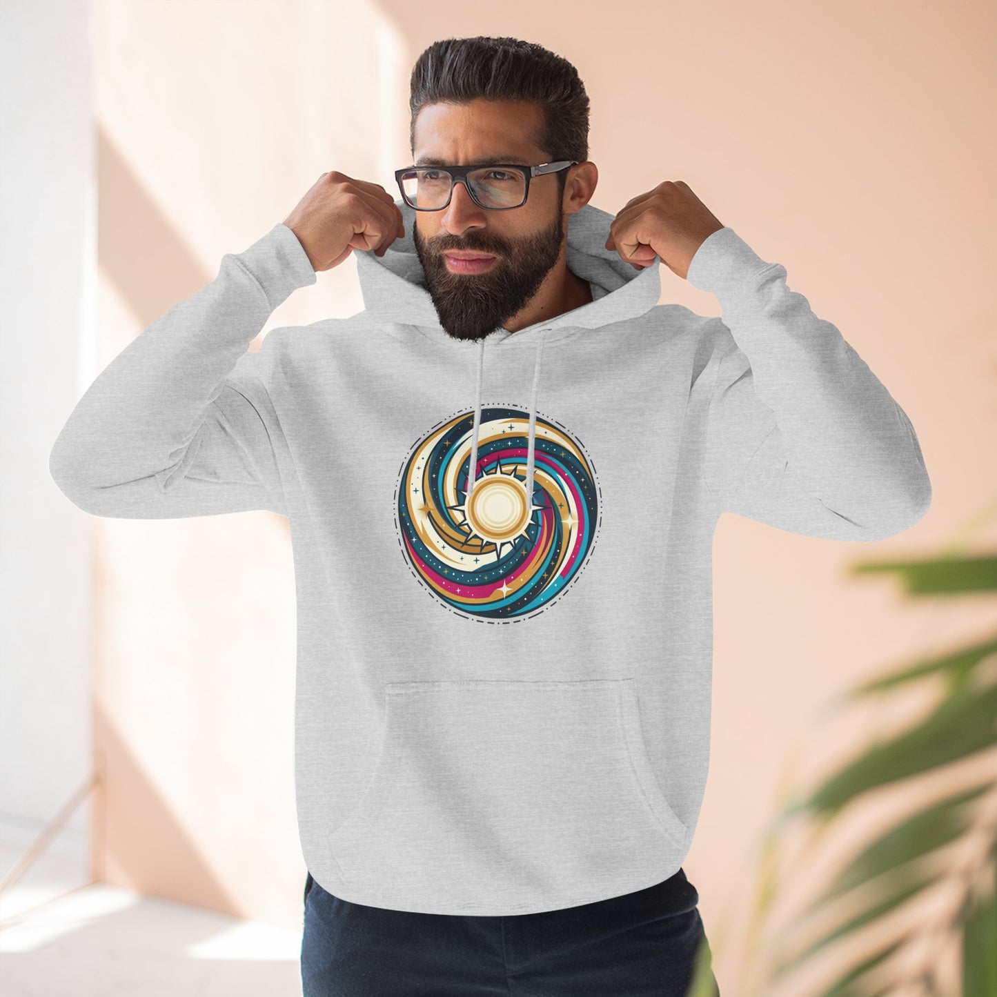 Swirl Sun Hoodie – Cosmic Spiral Sun Graphic Hoodie | Psychedelic Space Aesthetic, Celestial Streetwear, Unisex Hoodie