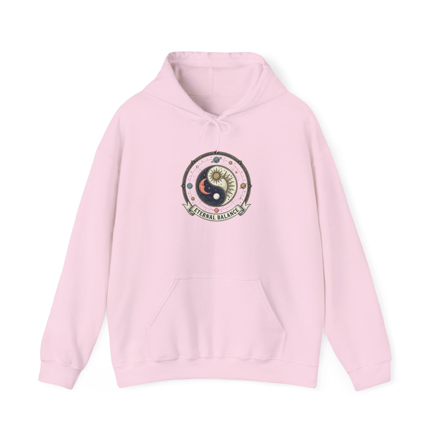 Yin Yang Eternal Balance Hoodie – Sun & Moon Spiritual Graphic Sweatshirt | Minimal Zen Streetwear