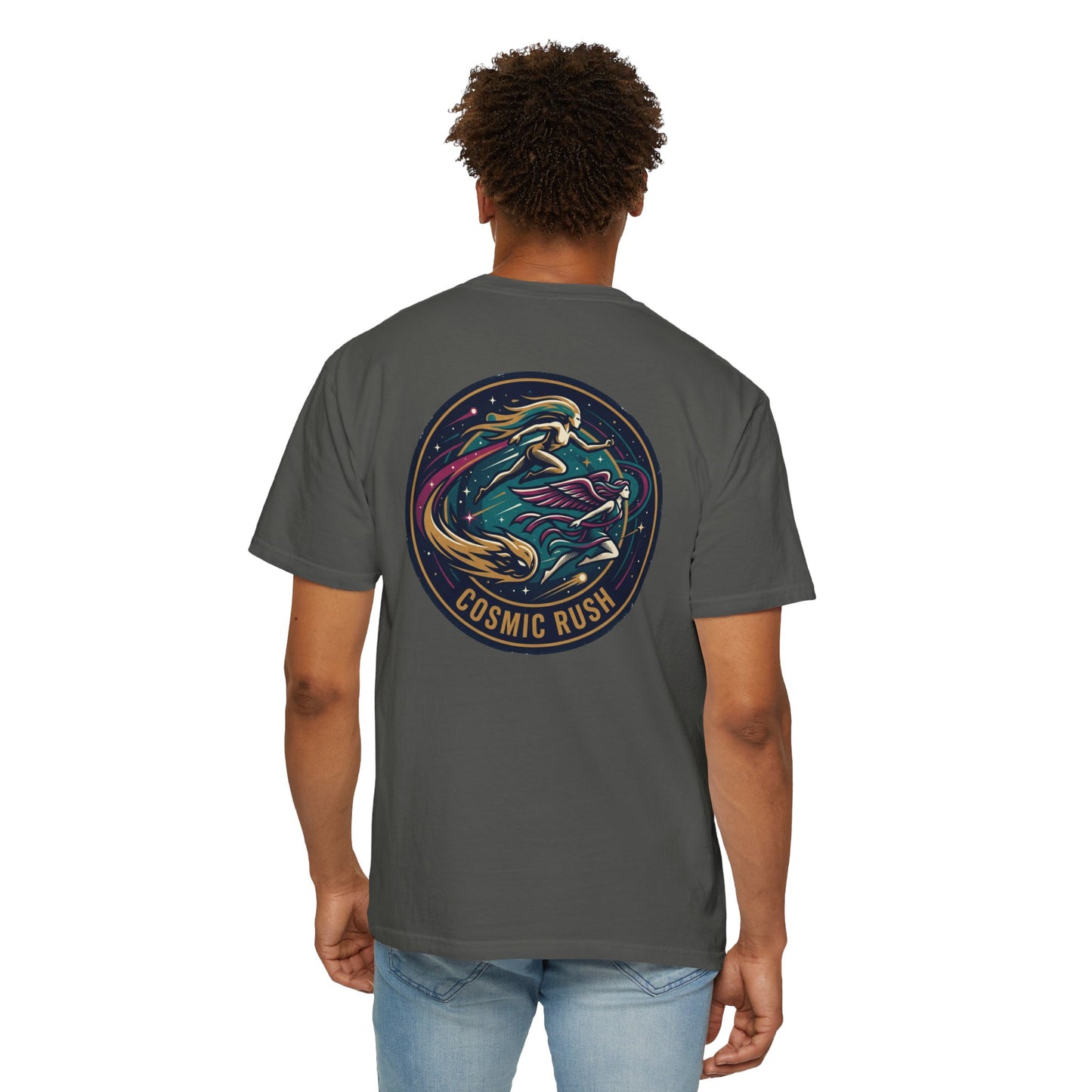 Cosmic Rush Skate T-Shirt – Retro Space Surf Graphic Tee | Vintage Cosmic Wave Shirt, Unisex Casual Tee