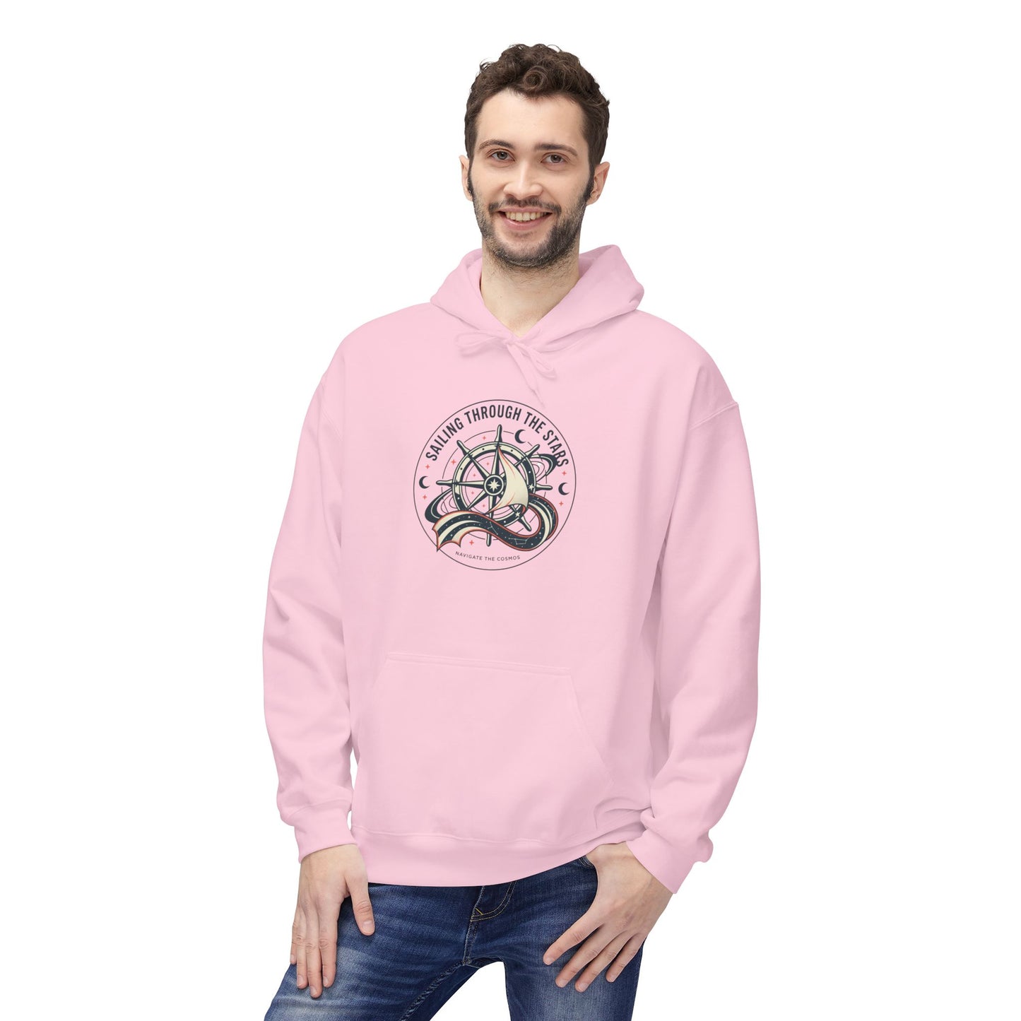 Celestial Nautical Hoodie – Spiritual Ocean Compass & Swirl Design | Astrology, Cosmic Streetwear, Unisex Hoodie
