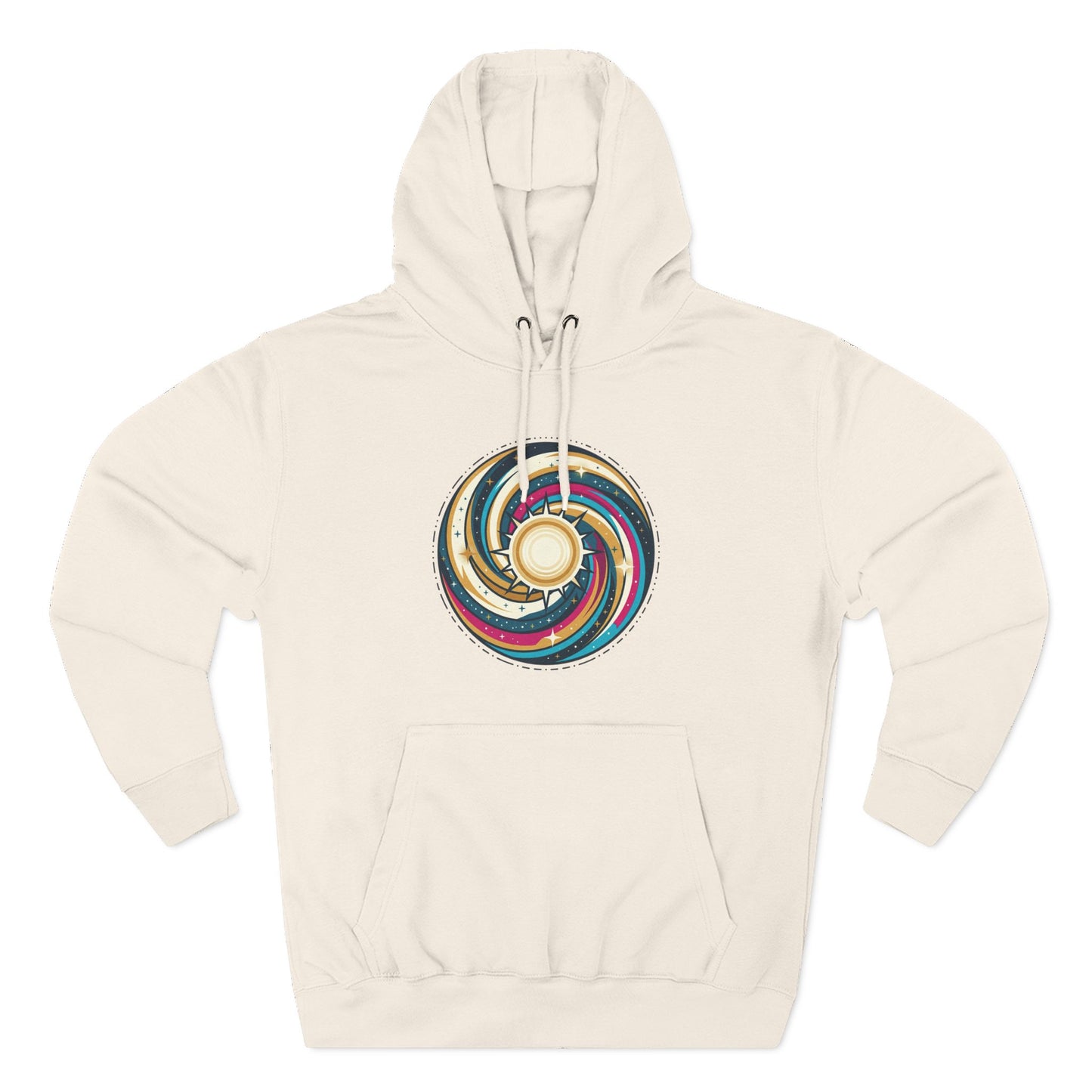 Swirl Sun Hoodie – Cosmic Spiral Sun Graphic Hoodie | Psychedelic Space Aesthetic, Celestial Streetwear, Unisex Hoodie