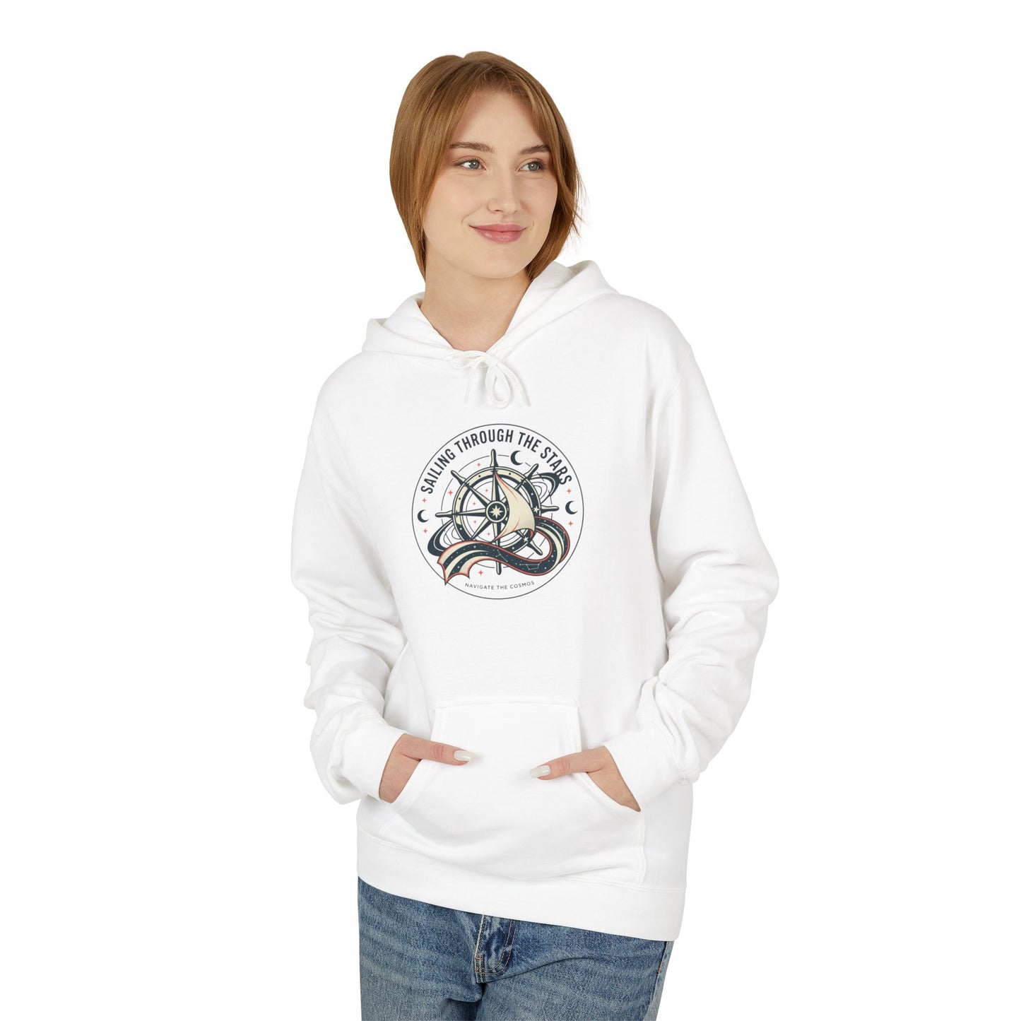 Celestial Nautical Hoodie – Spiritual Ocean Compass & Swirl Design | Astrology, Cosmic Streetwear, Unisex Hoodie