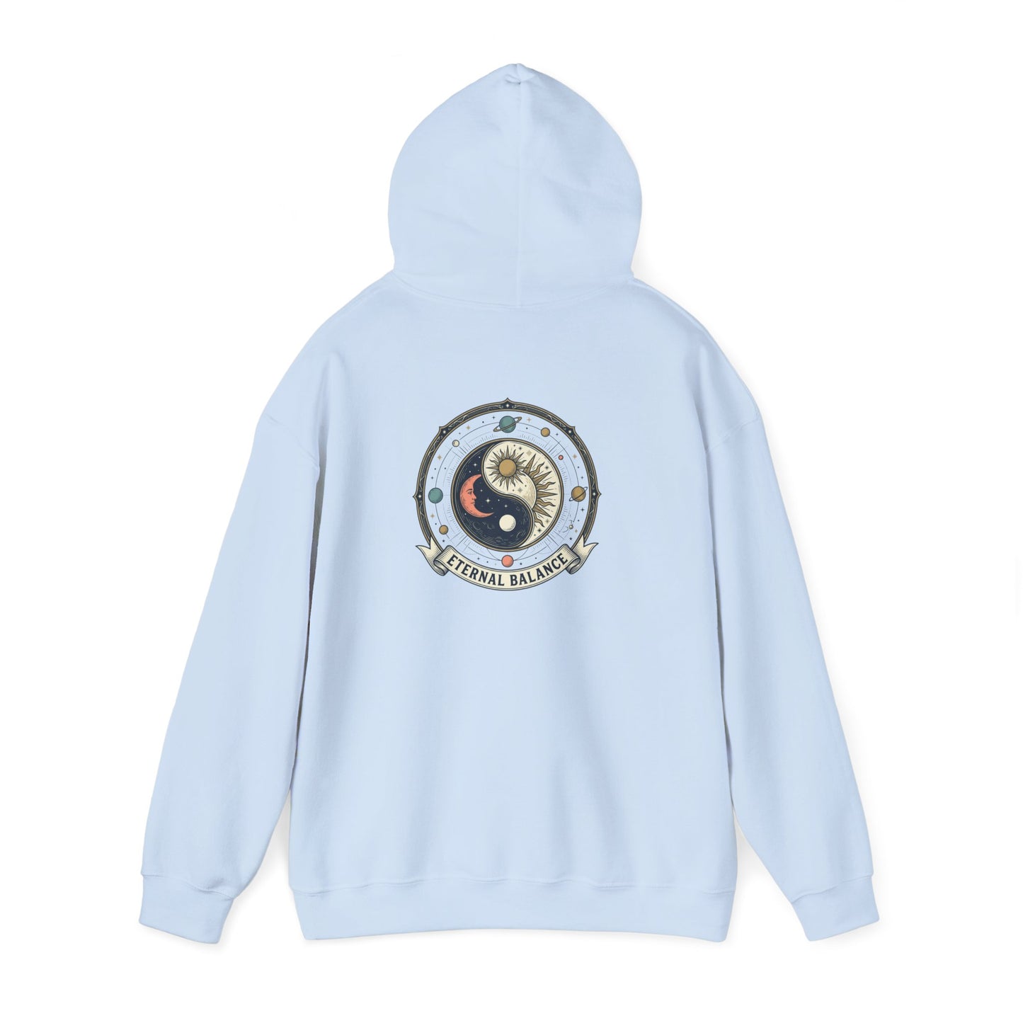 Yin Yang Eternal Balance Hoodie – Sun & Moon Spiritual Graphic Sweatshirt | Minimal Zen Streetwear