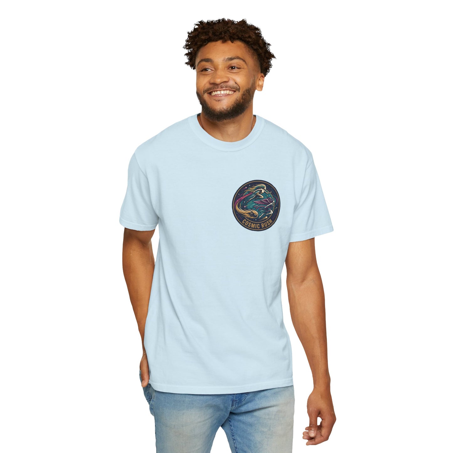 Cosmic Rush Skate T-Shirt – Retro Space Surf Graphic Tee | Vintage Cosmic Wave Shirt, Unisex Casual Tee