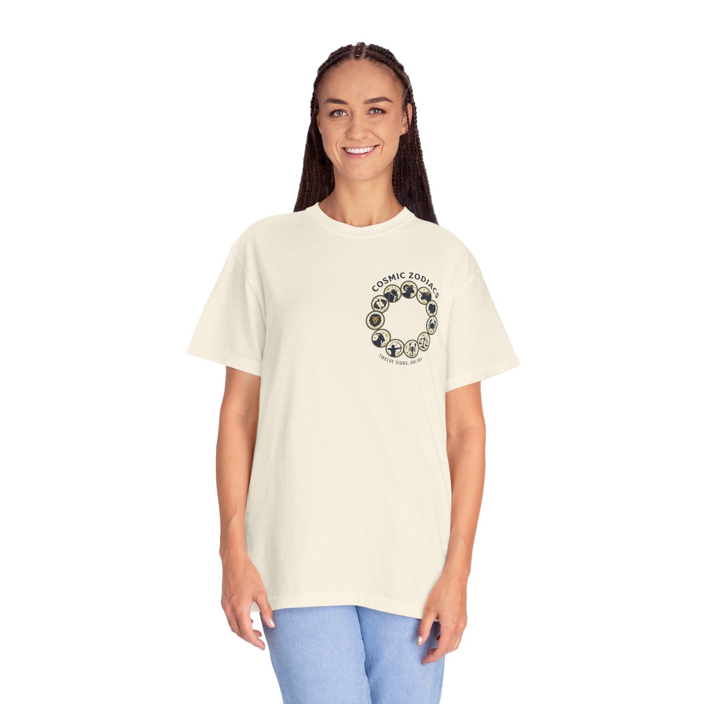 Zodiac Circle T-Shirt – Cosmic Zodiac Astrology Graphic Tee | Celestial Star Sign Shirt, Unisex Tee