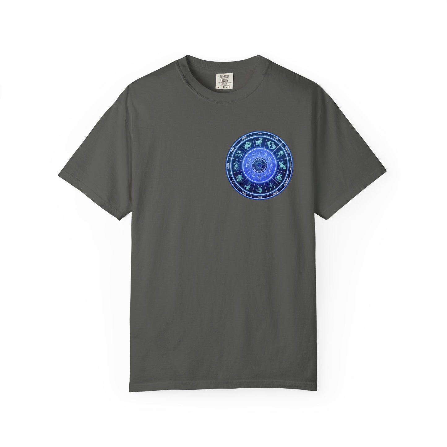 Zodiac Wheel T-Shirt – Blue Astrology Sign Graphic Tee | Celestial Mandala Star Sign Shirt