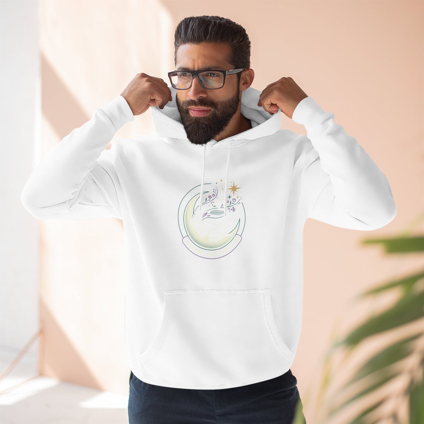 Moonlight Floral Hoodie – Celestial Moon & Botanical Graphic Hoodie | Spiritual Nature Aesthetic, Cosmic Hoodie, Unisex Hoodie