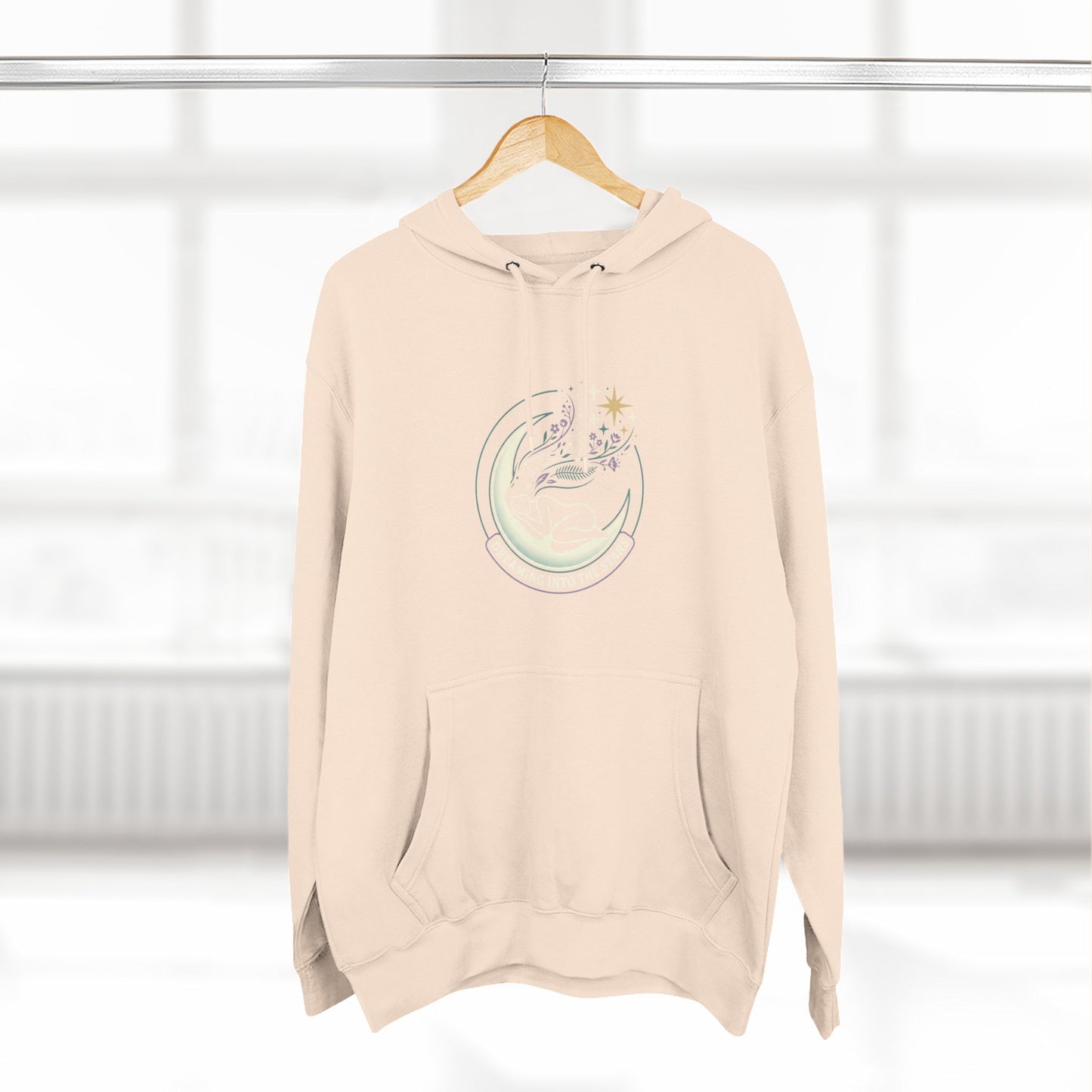 Moonlight Floral Hoodie – Celestial Moon & Botanical Graphic Hoodie | Spiritual Nature Aesthetic, Cosmic Hoodie, Unisex Hoodie