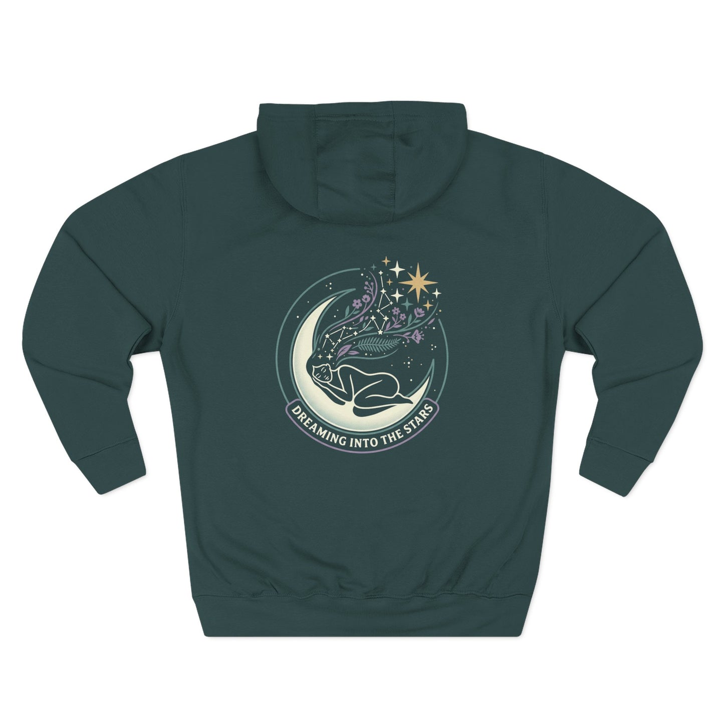 Moonlight Floral Hoodie – Celestial Moon & Botanical Graphic Hoodie | Spiritual Nature Aesthetic, Cosmic Hoodie, Unisex Hoodie