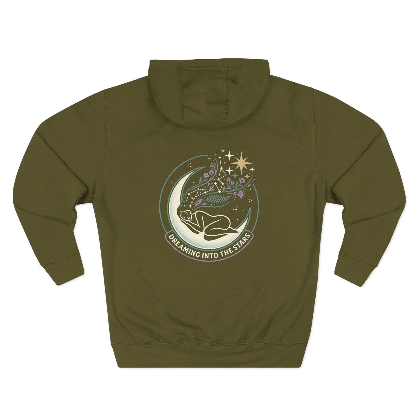 Moonlight Floral Hoodie – Celestial Moon & Botanical Graphic Hoodie | Spiritual Nature Aesthetic, Cosmic Hoodie, Unisex Hoodie