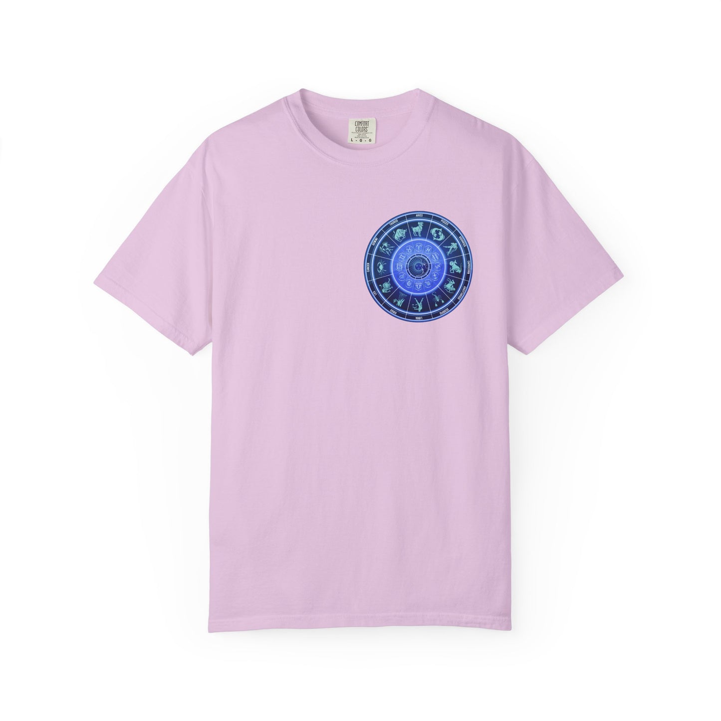 Zodiac Wheel T-Shirt – Blue Astrology Sign Graphic Tee | Celestial Mandala Star Sign Shirt