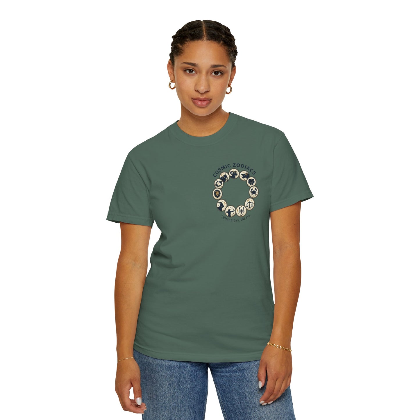 Zodiac Circle T-Shirt – Cosmic Zodiac Astrology Graphic Tee | Celestial Star Sign Shirt, Unisex Tee