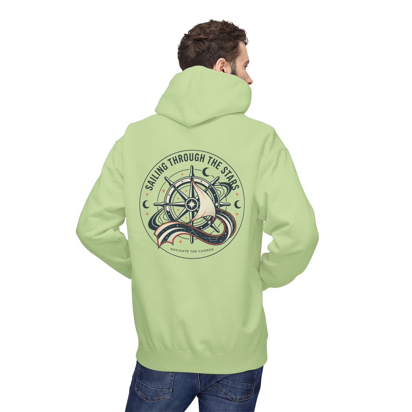 Celestial Nautical Hoodie – Spiritual Ocean Compass & Swirl Design | Astrology, Cosmic Streetwear, Unisex Hoodie