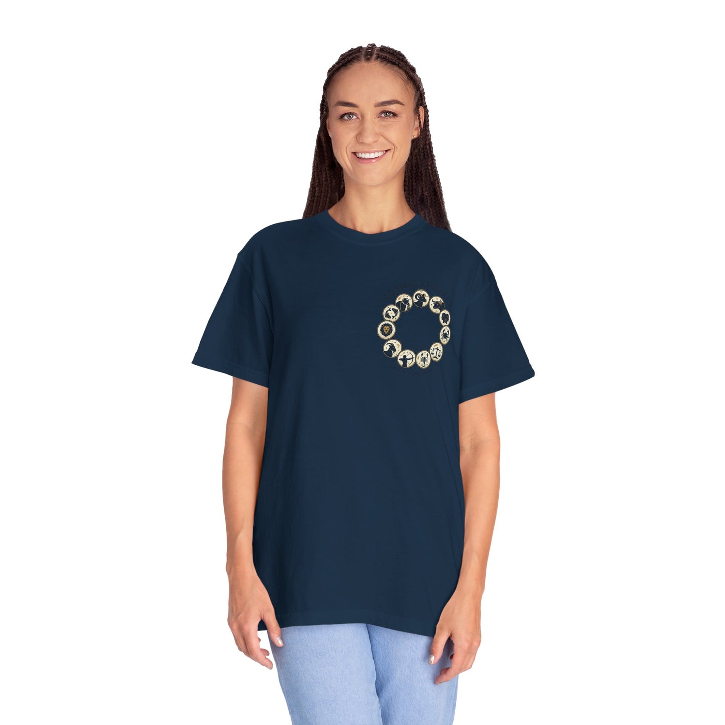 Zodiac Circle T-Shirt – Cosmic Zodiac Astrology Graphic Tee | Celestial Star Sign Shirt, Unisex Tee