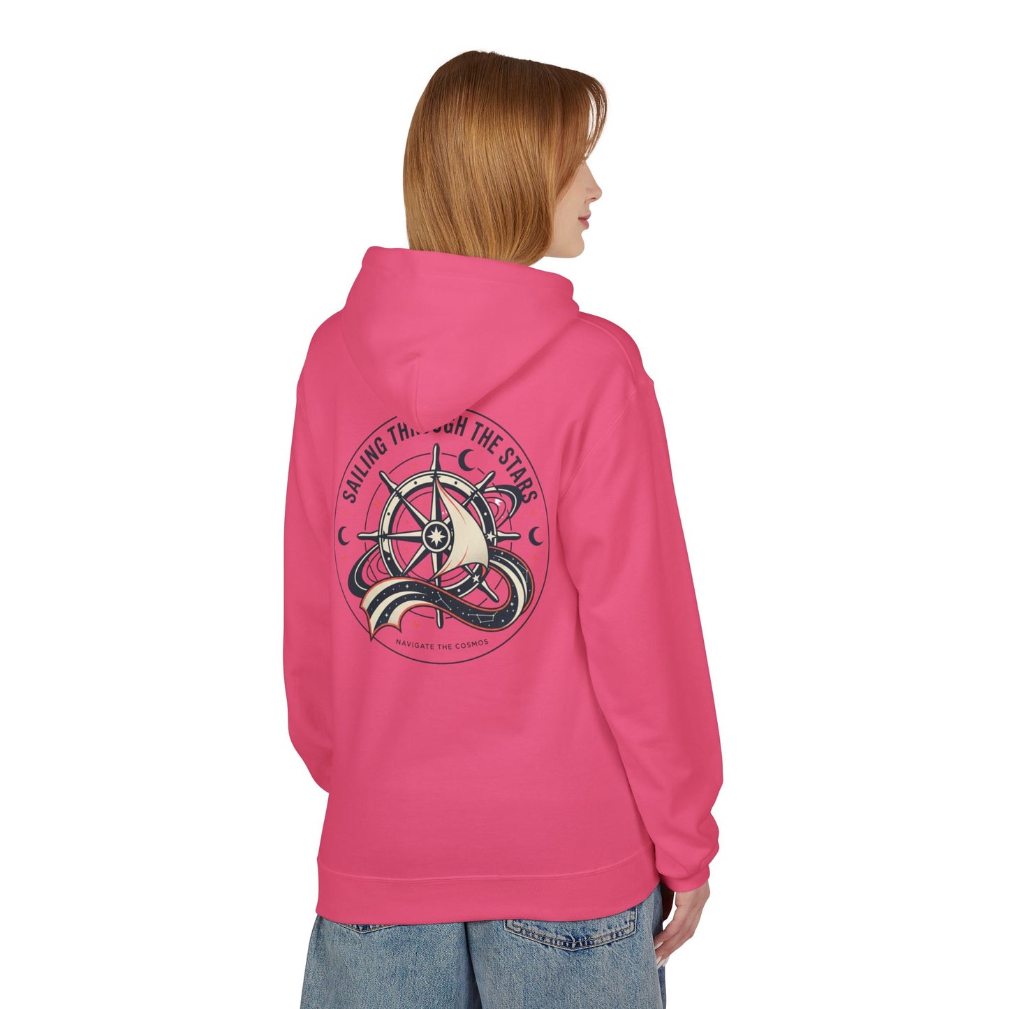 Celestial Nautical Hoodie – Spiritual Ocean Compass & Swirl Design | Astrology, Cosmic Streetwear, Unisex Hoodie
